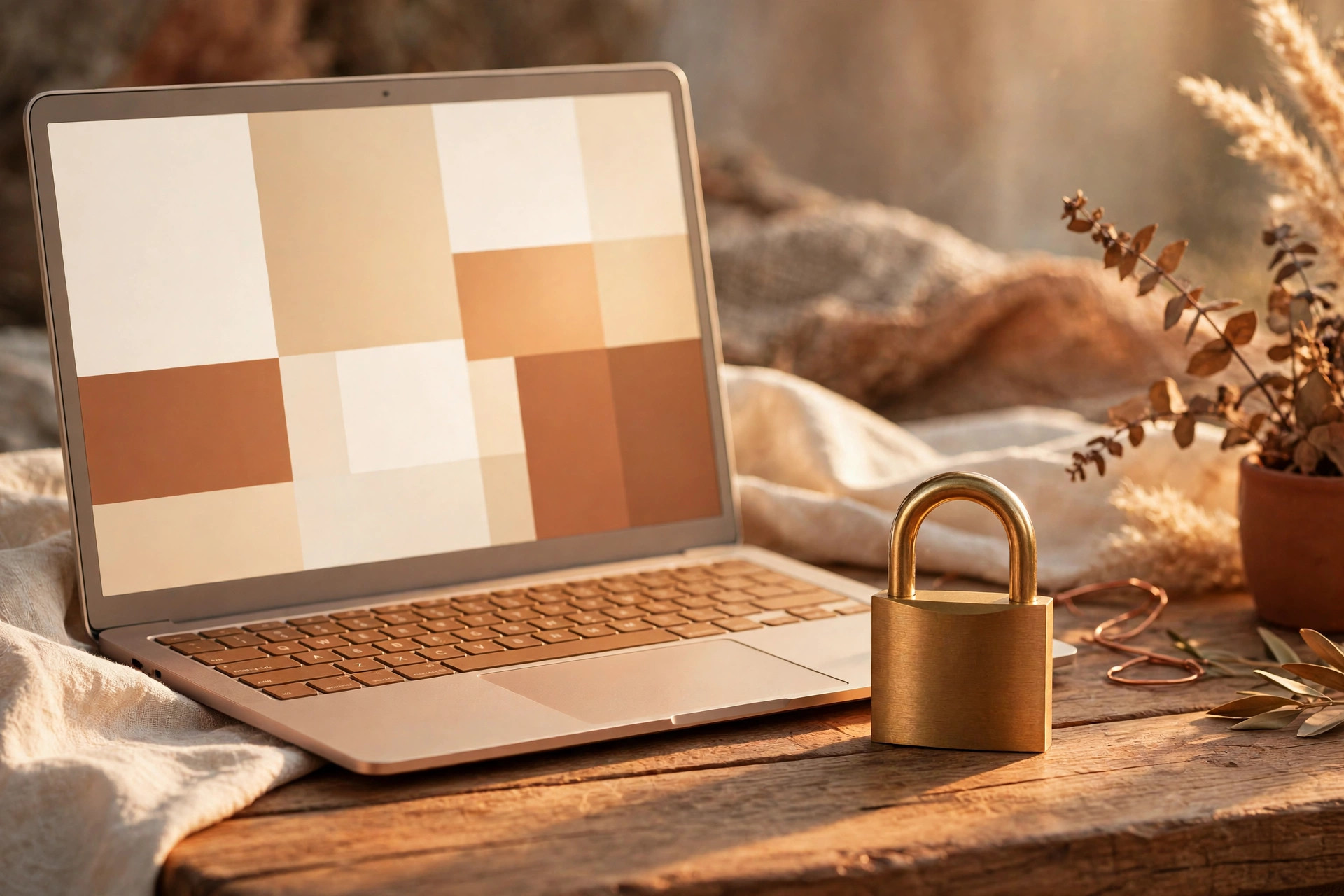 A security check panel on a laptop screen, with problems ranked by severity — website Security Checkup