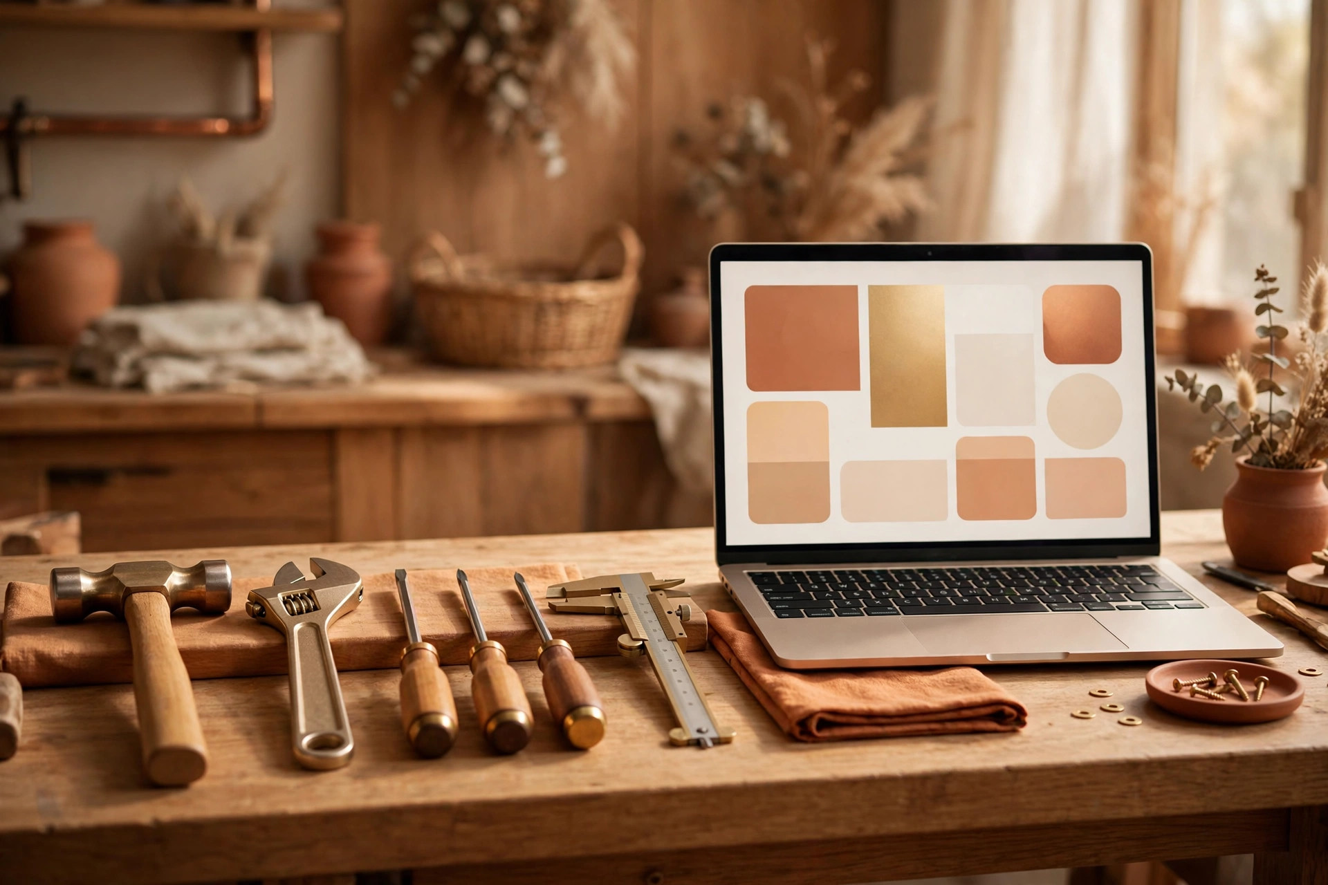 A tool panel on a tablet, with everyday small tools laid out on one screen — online Toolbox