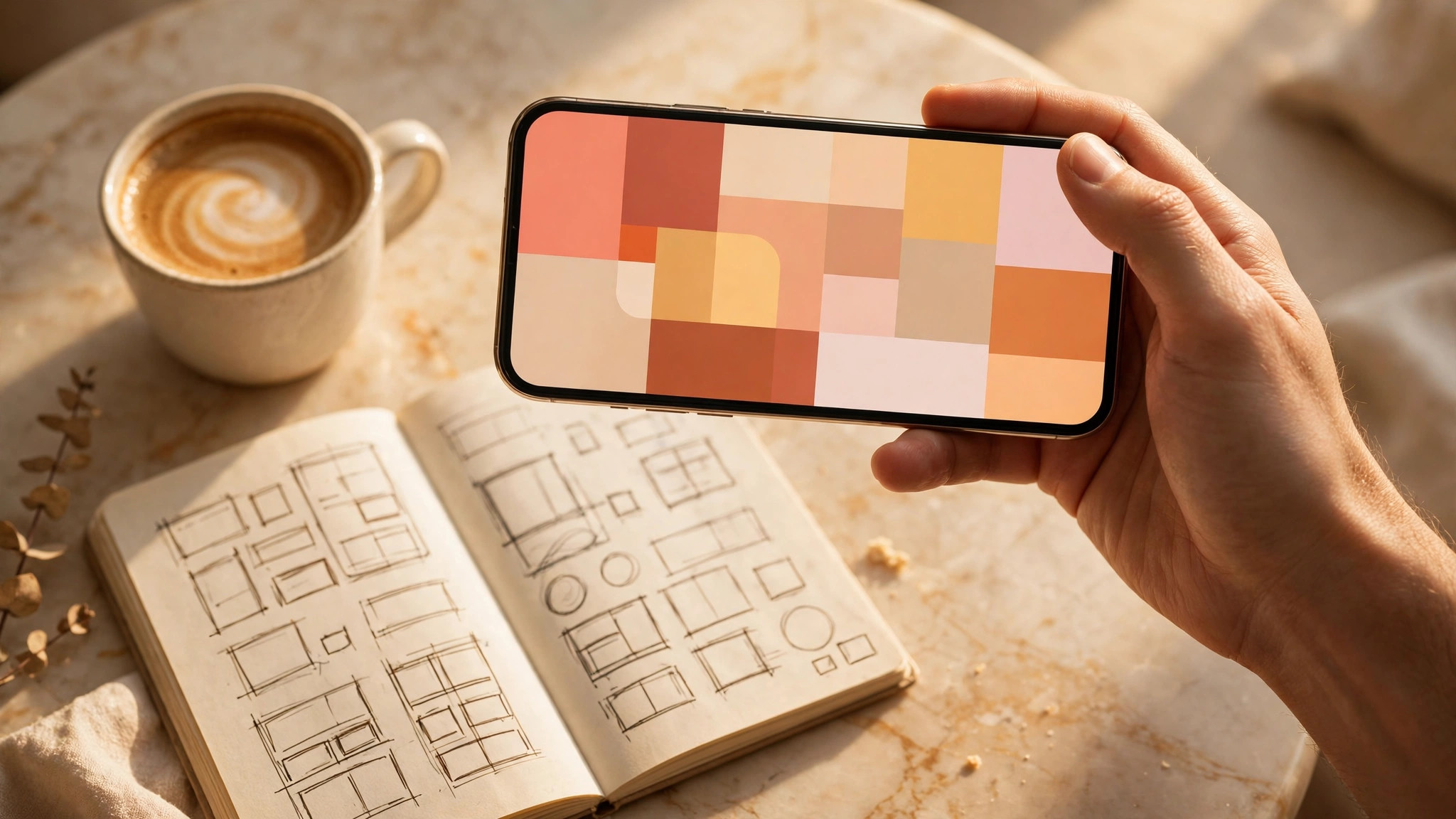 A smartphone in hand, with an app interface on screen — KINGAI.WORK app development service